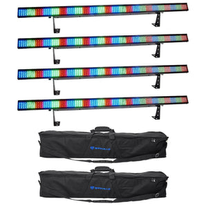 4) Chauvet COLORSTRIP 4 Ch. DMX Multi-Color DJ Light Bar/Color Strips+Carry Case