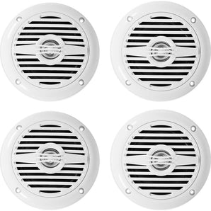 (4) Rockville MS40W White 4" 200 Watt Marine Boat Speakers Compact and Powerful