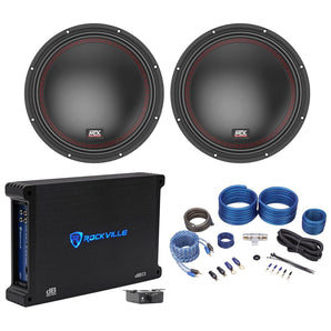 (2) MTX 5510-22 10" 1600w DVC 2-ohm Car Audio Subwoofers+Mono Amplifier+Amp Kit