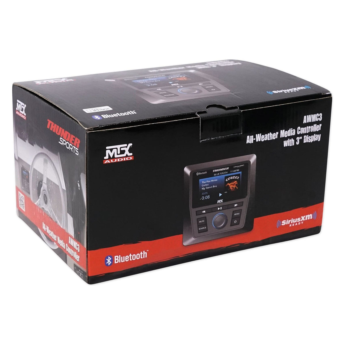 MTX AWMC3 Marine Receiver w/ Bluetooth AM/FM/WB/SiriusXM 4 Boat/RZR/ATV/UTV/Cart