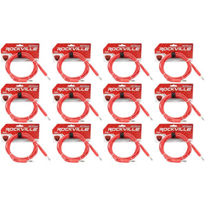 12 Rockville RCTR110R Red 10' 1/4'' TRS to 1/4'' TRS  Cable 100% Copper