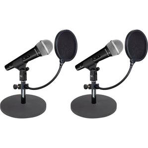 (2) Rockville Microphones+Desktop Stands+Pop Filters 4 Recording, Studio, Podcast