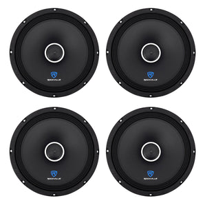 (4) Rockville RXM108 10" 2400w 8-Ohm SPL Car Midrange Mid-Bass Speakers w/Bullet