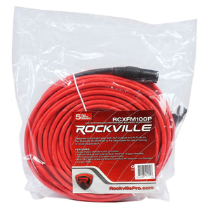 8 Rockville RCXFM100P-R Red 100' Female to Male REAN XLR Mic Cable 100% Copper