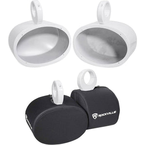 Pair Rockville MAC69W 6x9" White Aluminum Wakeboard Tower Speaker Pods+Covers