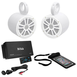Boss ASK902B.6 4-Ch. 500w Marine/Boat Bluetooth Amplifier+(2) Wakeboard Speakers