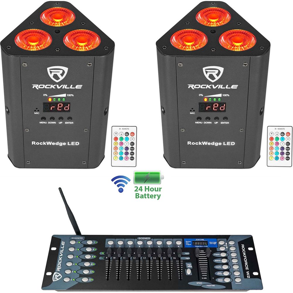 RockWedge LED 2-Pack + ROCKFORCE W2 Controller Bundle