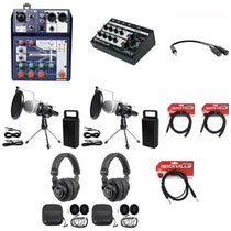 2-Person Podcast Recording Kit With Mics, Stands, Headphones