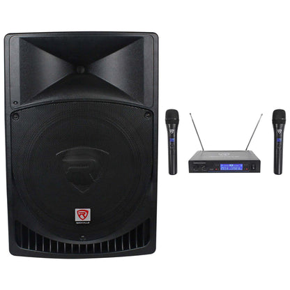 RPG15 15" Powered Active 1000w PA Speaker w/Dual Wireless Mics