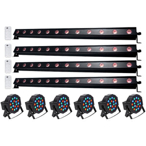 4) American DJ ADJ UB 12H 41.75" RGBAW+UV LED DMX Wash Light Bars+6) Par Lights