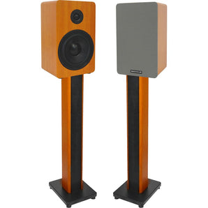 (2) Rockville RockShelf 58C Wood 5.25" Home Bookshelf Speakers+36" Wood Stands