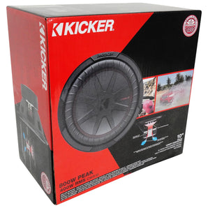 (2) Kicker 48CWR104 COMPR10 10" 1600W Car Subwoofers+Sealed Sub Box Enclosure