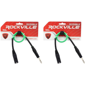 2 Rockville RCXMB1.5G Green 1.5' Male REAN XLR to 1/4'' TRS Balanced Cables