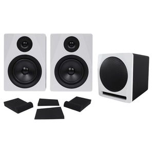 (2) Rockville APM5W 5.25" Powered Studio Monitors+Active 10" Subwoofer+Foam Pads