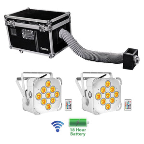 DJ CUMULUS Fog Machine Professional DMX Fogger+(2) Wireless White Wash Lights