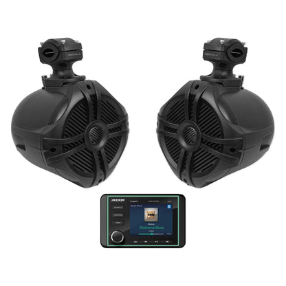 KMC5 Marine Digital Media Receiver w/Bluetooth+6.5" Black Tower Speakers