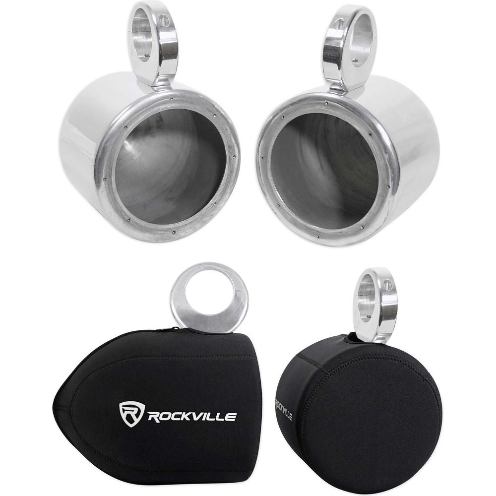 MAC65S 6.5" Polished Aluminum Wakeboard Tower Speaker Pods + Covers