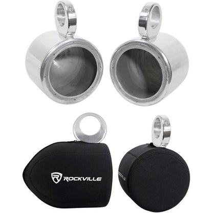 MAC65S 6.5" Polished Aluminum Wakeboard Tower Speaker Pods + Covers