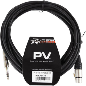 New Peavey PV 20' 1/4" TRS to Female XLR Cable - 100 % Copper/Top Quality