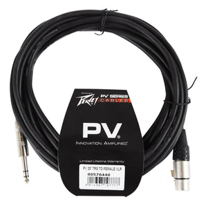 (8) New Peavey PV 20' 1/4" TRS to Female XLR Cables - 100 % Copper/Top Quality
