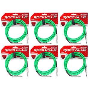 6 Rockville RCGT10G 10'  1/4" TS to 1/4'' TS Guitar/Instrument Cable