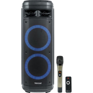 Rockville Go Party ZR10 Dual 10" Portable Wireless LED Bluetooth Speaker+UHF Mic