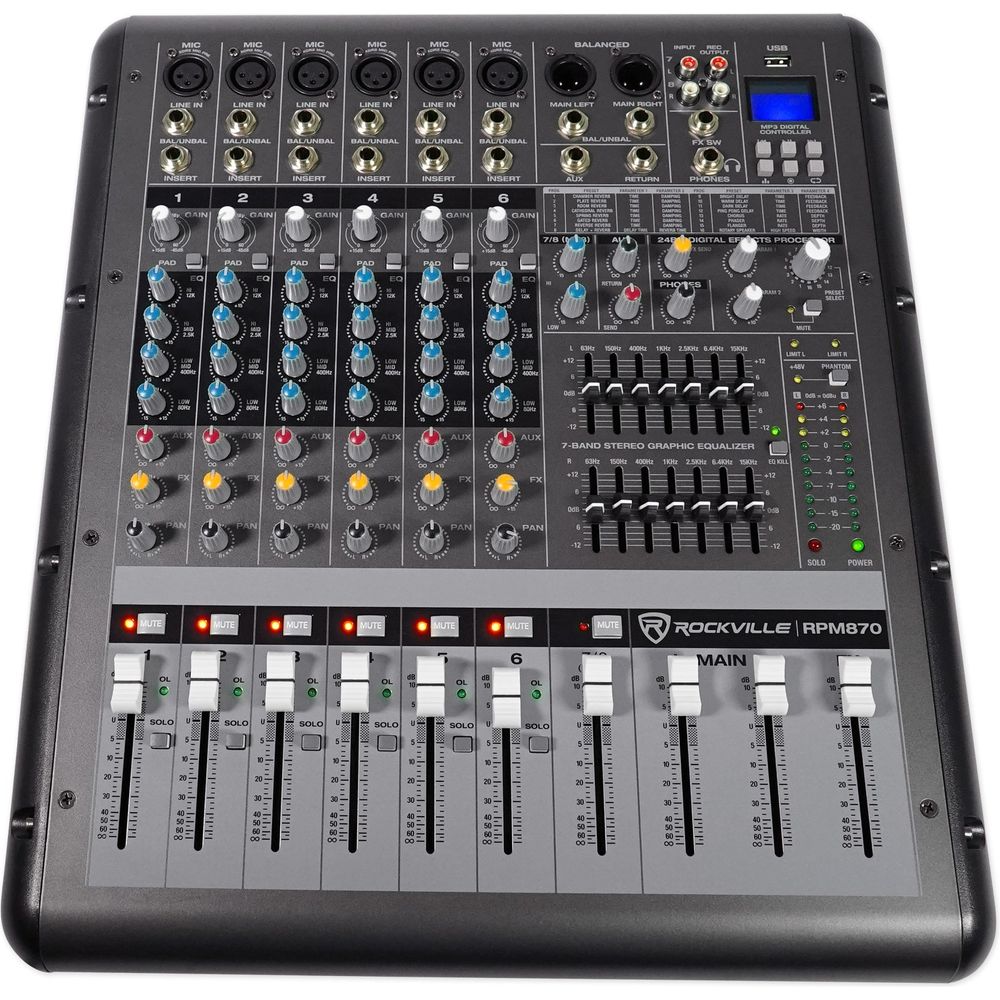 RSG15 Speakers 2-Pack + RPM870 Powered Mixer + 50' Cables Bundle