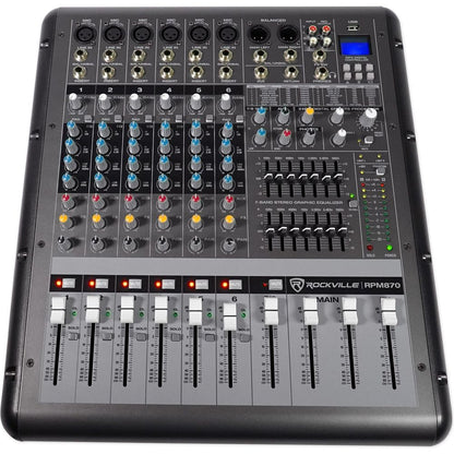 RSG15 Speakers 2-Pack + RPM870 Powered Mixer + 50' Cables Bundle
