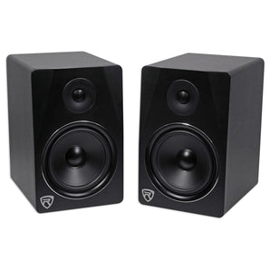 (2) Rockville APM8B 8" 500w Studio Monitors+36" Stands+Pads+Headphones+Mic