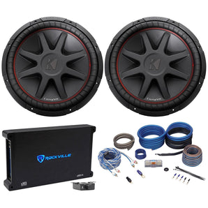 (2) Kicker 43CVR152 COMPVR 15" 2000 Watt Car Subwoofers+Mono Amplifier+Amp Kit