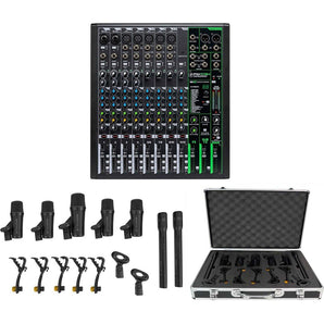 Mackie ProFX12v3 12-Channel Effects Mixer w/USB+7 Piece Drum Mic Kit ProFX12 v3