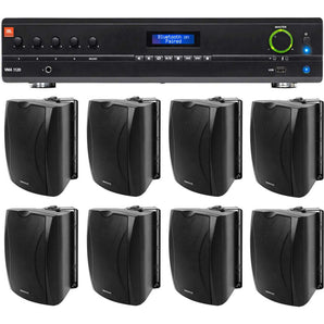 JBL VMA1120 Commercial/Restaurant 70v Mixer/Amplifier+(8) 6.5" Wall Speakers