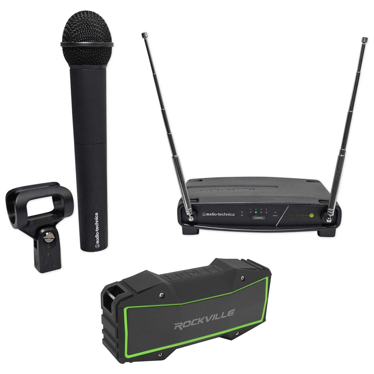 Audio Technica ATW-902a Wireless Handheld Microphone Mic + Bluetooth Speaker