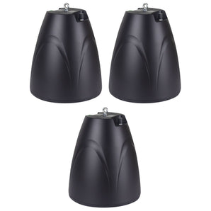 3) Rockville PEN-65T Black 6.5" 70V Hanging Pendant Speakers For Office/Bar/Cafe