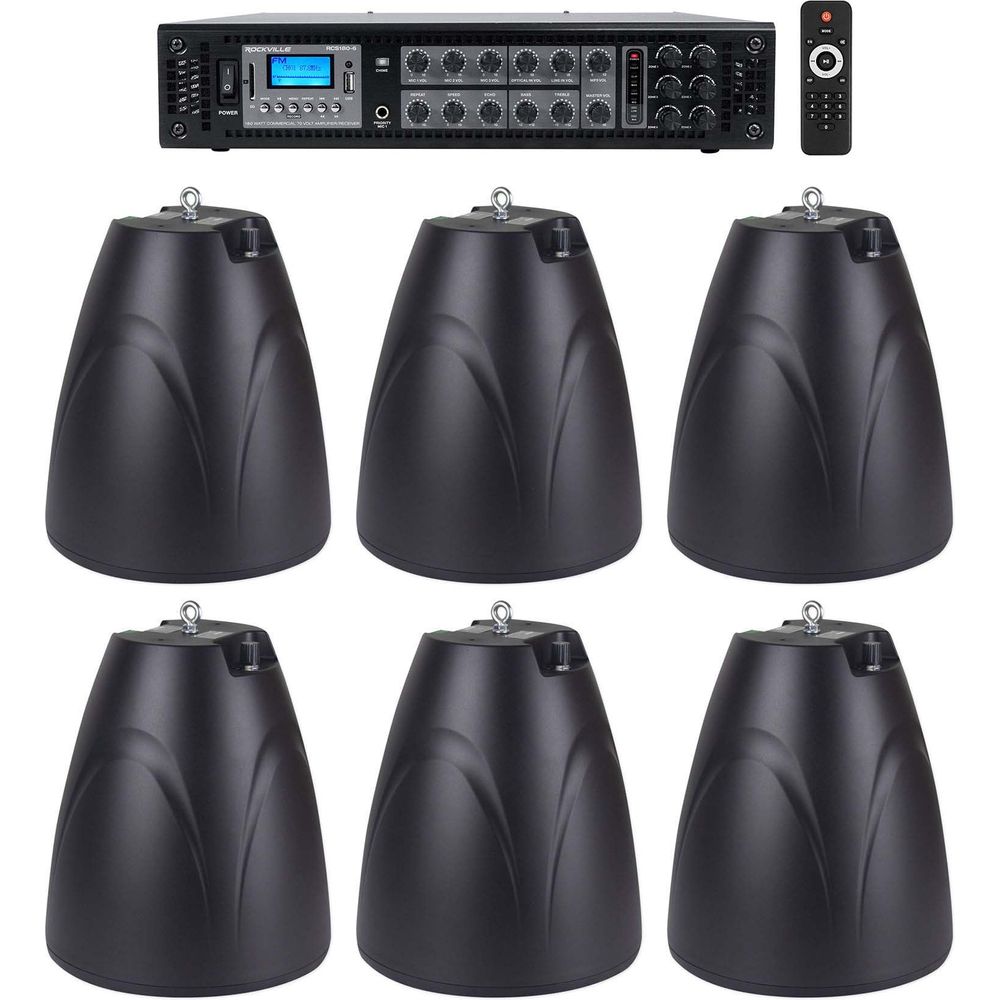 PEN-65T Black 6-Pack + RCS180-6 6-Zone 180W Amp Bundle