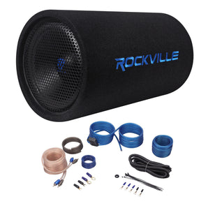 Rockville RTB12A 12" 600w Powered Subwoofer Bass Tube + Bass Remote+Amp Kit
