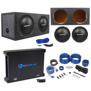 2 Memphis Audio SRX1240 12" 500w SRX Car Subwoofers+Sealed Box+Amplifier+Amp Kit