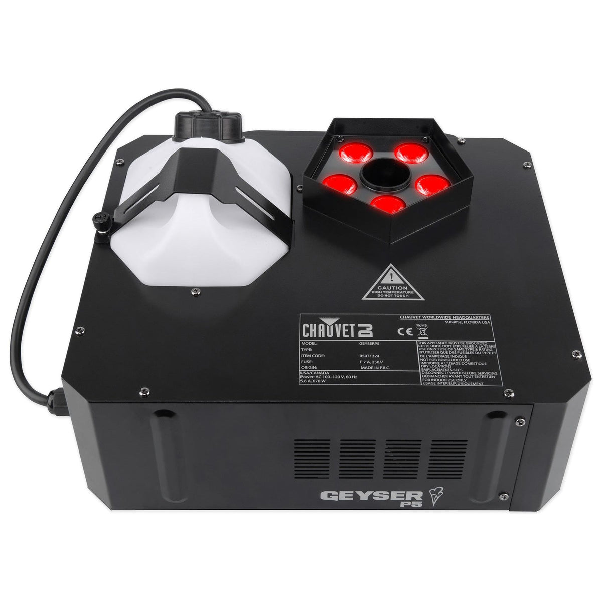 Chauvet DJ GEYSER P5 DMX Fog Machine Fogger, RGBA+UV LED Effects+Wireless Remote