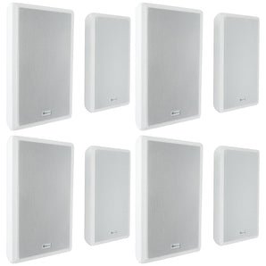 (8) Rockville RockSlim 70W White 5.25" 70v Commercial Restaurant Wall Speakers