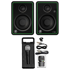 (2) Mackie CR3-X 3" 50w Creative Reference Studio Monitors Speakers + Microphone