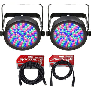 (2) Chauvet SlimPAR 56 Compact DMX LED Wash Light + FREE 25FT + 10FT DMX Cable