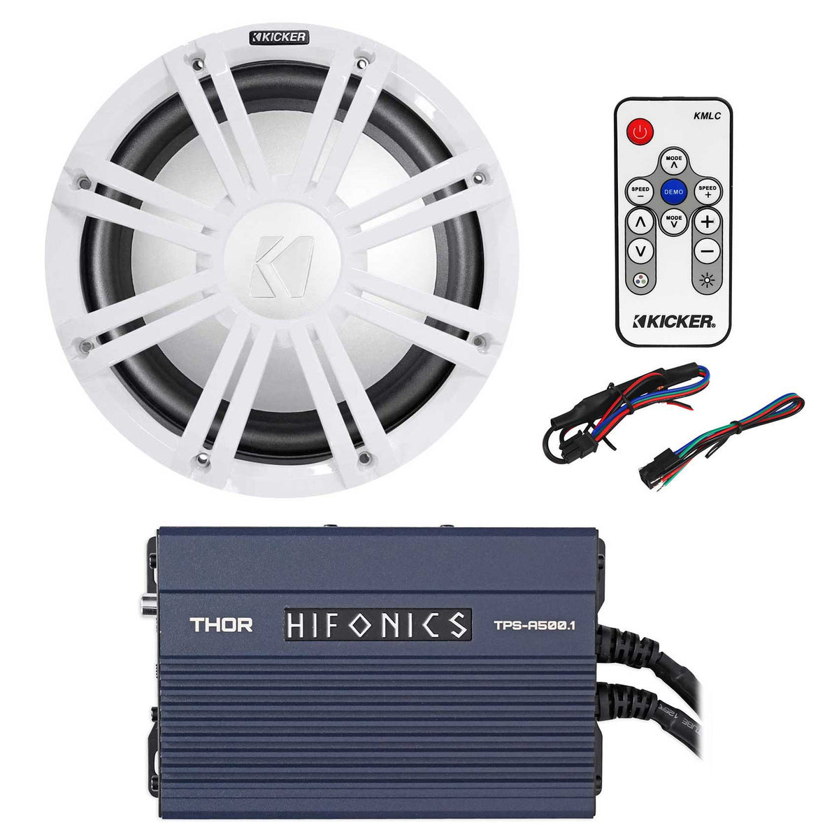 45KMF102 10" Free Air Marine Subwoofer, Amp, White Grille & Remote
