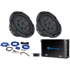 2 Kicker 48CWRT672 6.75" Shallow 300w Car Subwoofers Subs+Mono Amplifier+Amp Kit