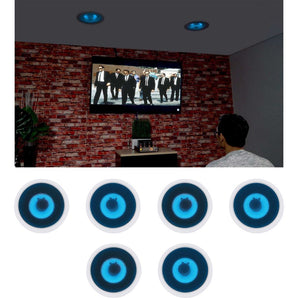 (6) Rockville HC85B-LED 8" 700 Watt In-Ceiling Home Theater Speakers w/Blue LED