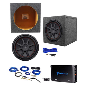 Kicker 43CVR124 COMPVR 800w 12" Subwoofer+Sealed Sub Box+Mono Amplifier+Amp Kit