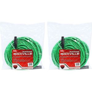 2 Rockville RCXFM100P-G Green 100' Female to Male REAN XLR Mic Cable 100% Copper