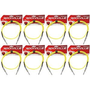 8 Rockville RCGT3.0Y 3'  1/4" TS to 1/4'' TS Guitar/Instrument Cable