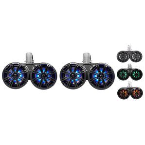 2 KICKER 45KMTDC65 Dual 6.5" LED Tower Speakers for Polaris RZR/ATV/UTV/Cart