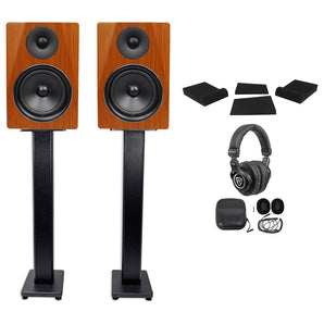 2) Rockville DPM6C 6.5" 420w Dual Powered Studio Monitors+Stands+Pads and Headphones