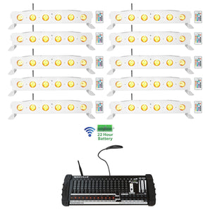 (10) Rockville BEST STRIP 60 White Light Bars+384 Ch. Wireless DMX Controller